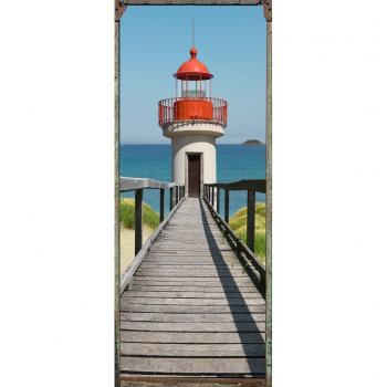 Mural Plage Sticker décoratif Porte « Vue sur Mer » 204 × 83 cm