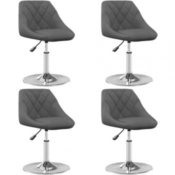 Conjunto de 4 sillas de comedor giratorias de terciopelo gris oscuro