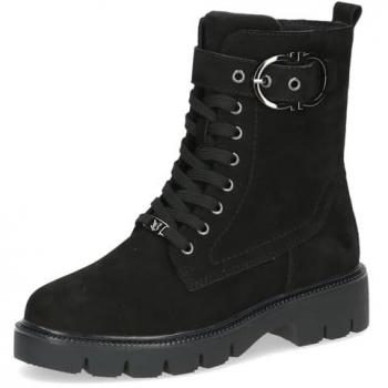 Bottines Caprice en Cuir Noir avec Talon Carré, P.38