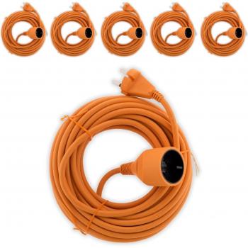 Kit 6 x prolongateur 16A HO5VV‑F 2 conducteurs 1,5 mm², 20 m – Orange – Sans terre – Zenitech