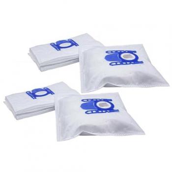 Coffret de 20 sacs microfibres, blanc et bleu – compatibles Leclerc CV 201 – 27 × 20 cm