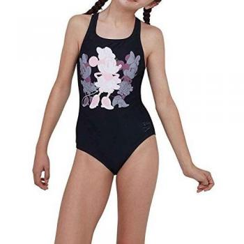 Speedo Disney Minnie Mouse Maillot de Bain Fille, Noir/Rose, FR 7-8 Ans (Taille Fabricant : 7-8 Ans)