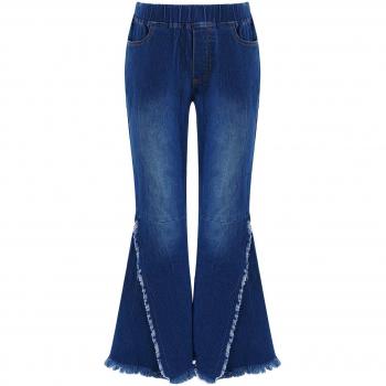 Flared Denim Trousers for Little Girls – Solid Color, Casual Style