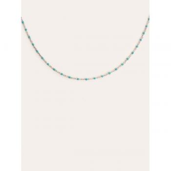 Singularu Collar Turquesa con Detalle de Dots y Baño Rodio