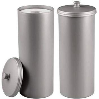 Silver Plastic Bathroom Roll Stands (Set of 2)