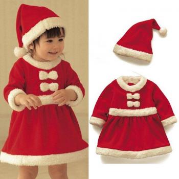 Ensemble de Noël pour enfants, robe et chapeau