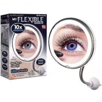 Espejo de Maquillaje con Ventosa y Luz