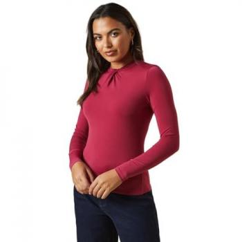 Raspberry Women's XL Twist Neck Long Sleeve Top
