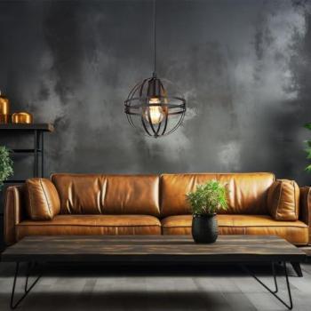 Lampada da Tavolo Globo Design Industriale Metallo Nero 1xE27 DxH 20x120 cm