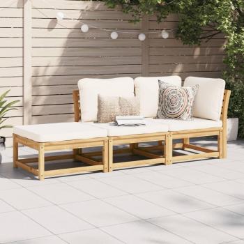 Acacia Wood 3 Piece Outdoor Lounge Set with Cushions