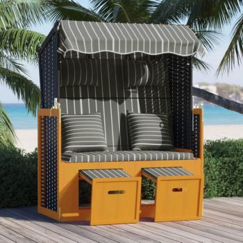 Vidaxl Strandkorb Poly Rattan Mit Kissen Schwarz Grau
