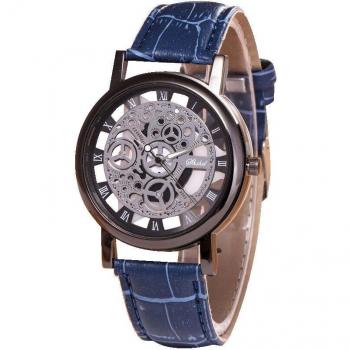 Men's Skeleton Leather Band Watch