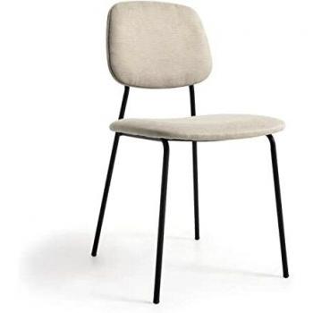 Silla Apilable Kave Home Benilda en Beige, Acabado Negro FSC