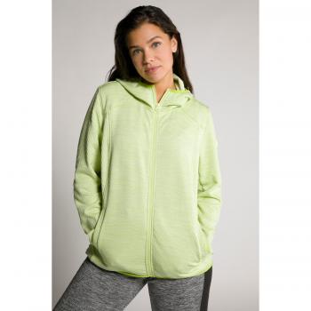 Ulla Popken Women's Plus Size Green Fleece Lined Hooded Sweatshirt, Textured Zip Front, Size 20/22, Polyester/Spandex