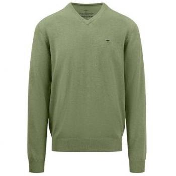 Fynch Hatton Maglione Scollo A V Ricamato Khaki M