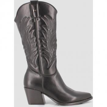 Botas camperas negras para mujer en material sintético