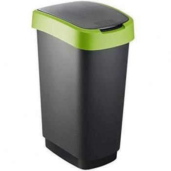 Rotho Twist Portarifiuti con Coperchio, Plastica (PP) senza BPA, 50 L, Bianco