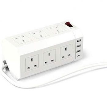 ElecCasa MultiCharge Tower – 6‑Outlet Strip with High‑Speed USB‑C