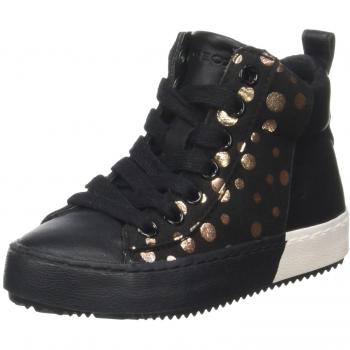 Geox J Kalispera B, Black High-Top Sneaker for Little Girls, Size 35 EU
