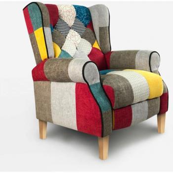 Fauteuil patchwork inclinable de style bergère Throne Light
