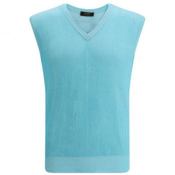 Sleveless Blue V‑Neck Vest – Moorer – Size L
