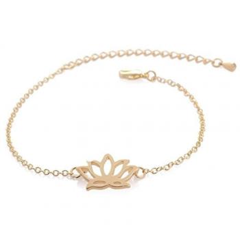Bracelet lotus en alliage de cuivre plaqué avec pendentif fleur de lotus (Or)