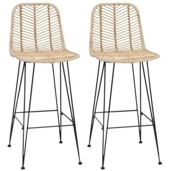 Dual Rattan & Iron Bar Chairs – VidaXL 44.5 x 53 x 111 cm