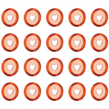 20pcs 24mm Clear Loose Leaf Binder Rings with Heart Shape and Mushroom Hole