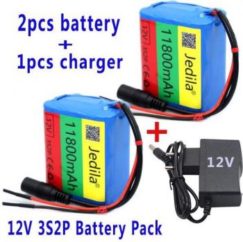 12V 11800mAh 3S2P Rechargeable Lithium Battery with Protection and 1A Charger