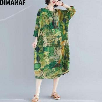 DIMANAF Women's Beach Style Oversized Dress