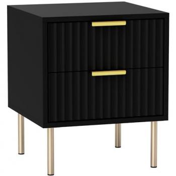 HOMCOM Chevet minimaliste 2 tiroirs couleur noir‑champagne