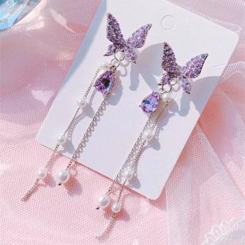 Long Tassel Butterfly Dangle Earrings