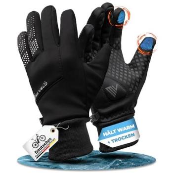 MIVELO VELORIDER Fahrradhandschuhe – wasserdicht & windresistent – Touchscreen‑funktion – Schwarz – M