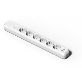 Regleta Famatel 2536 con 6 enchufes y 2 USB