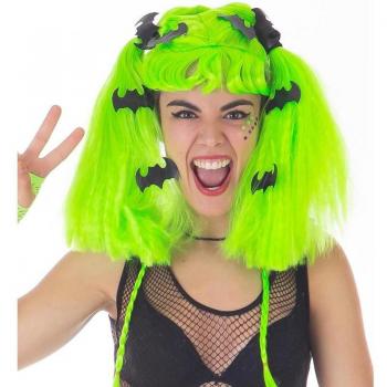 Peluca de Vampiro con Coletas en Verde para Adulto