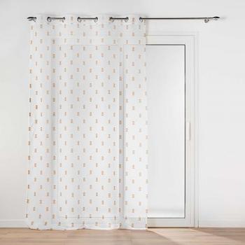 Voilage géométrique Panneau à œillets 140x240cm Couleur Sable – Douceur d'Intérieur
