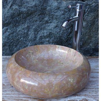 Guru-Shop Handwaschbecken aus Marmor Ø 40 cm, Rundes Aufsatz-Waschbecken