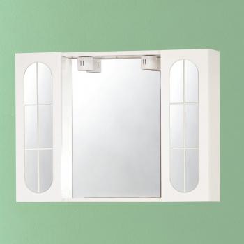 Specchio bagno a due ante con specchiera integrata e illuminazione a LED – 80 cm