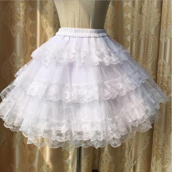 Falda abombada estilo Lolita para mujer, corte princesa de organza con encaje, tutú en capas, color blanco/negro