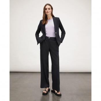 Pantalones Anchos de Mujer Motivi con Goma Elástica Trasera en Tejido Liso de Mezcla de Linos