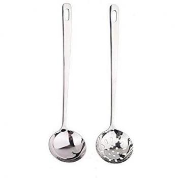 Xigule Cucchiaio da Cucina e Schiumarola in Acciaio Inox 304, Manico Lungo, 28 cm x 7,5 cm