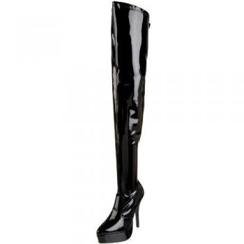 Pleaser Indulge-3000/B, Damen, Schwarzes Stretch-Lack, 44 EU