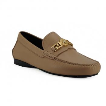 Versace Men's Loafers in Beige Calf Leather