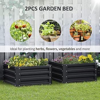Pack of 2 Easy Setup Galvanised Steel Garden Beds