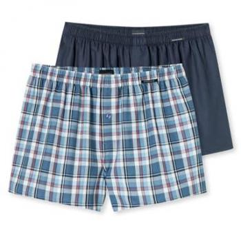 Schiesser Boxershorts mit Logo‑Band, 2er Pack – XL Blau/Marine