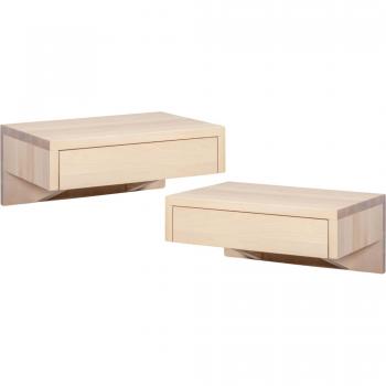 Duo WOODEK tables de nuit, hêtre couleur blanc, dimensions 30x18x40 cm