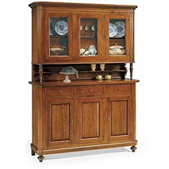 Chelsey Credenza Con Vetrina Legno Massello 150x43x218