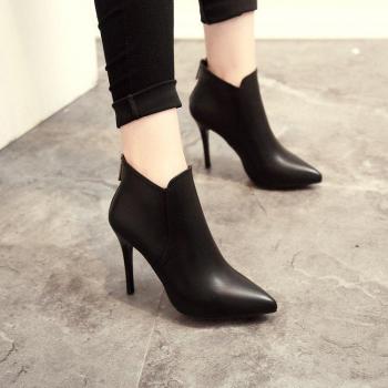 Schicke PU-Lackleder Stiefeletten für Frauen, spitz, hohe Hacke, Reißverschluss, Größen 35-39