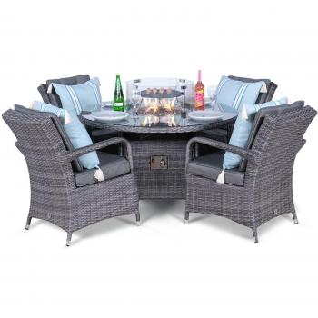 Arizona Fire Pit Round Rattan Patio Dining Set