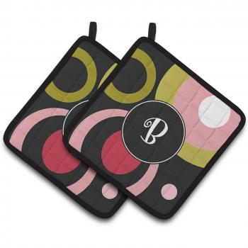 Caroline's Treasures Letter B Monogram Retro Black Pair of Pot Holders